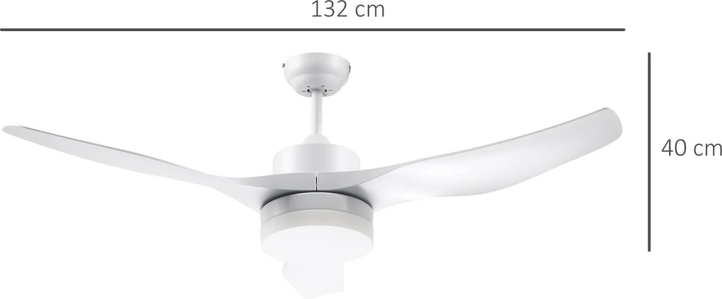 HOMCOM Wentylator sufitowy z oświetleniem LED, design 2 w 1, z timerem, pilotem, lampa sufitowa z wentylatorem, Biały