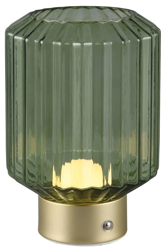 Lampa stołowa LED w zielono-złotym kolorze ze ściemniaczem i szklanym kloszem (wys. 19,5 cm) Lord – Trio