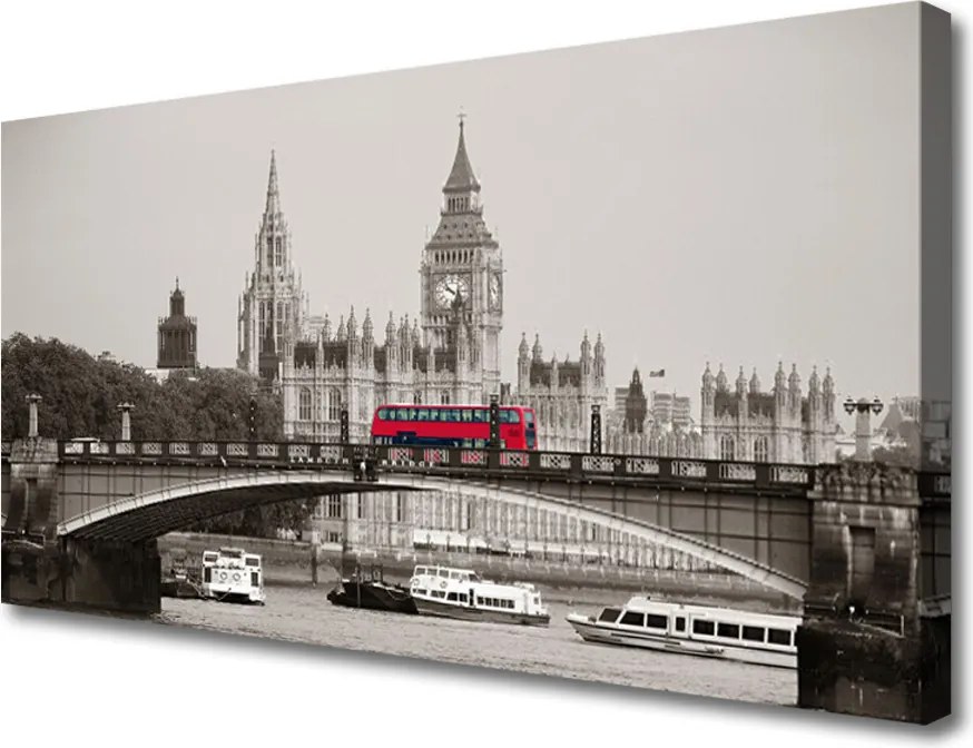 Duży obraz na płótnie Ikona Londynu: Big Ben i Most