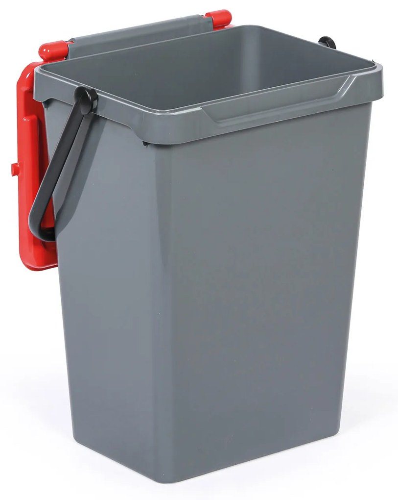 Kosz plastikowy na śmieci do segregacji, 35 l, szary + czerwony