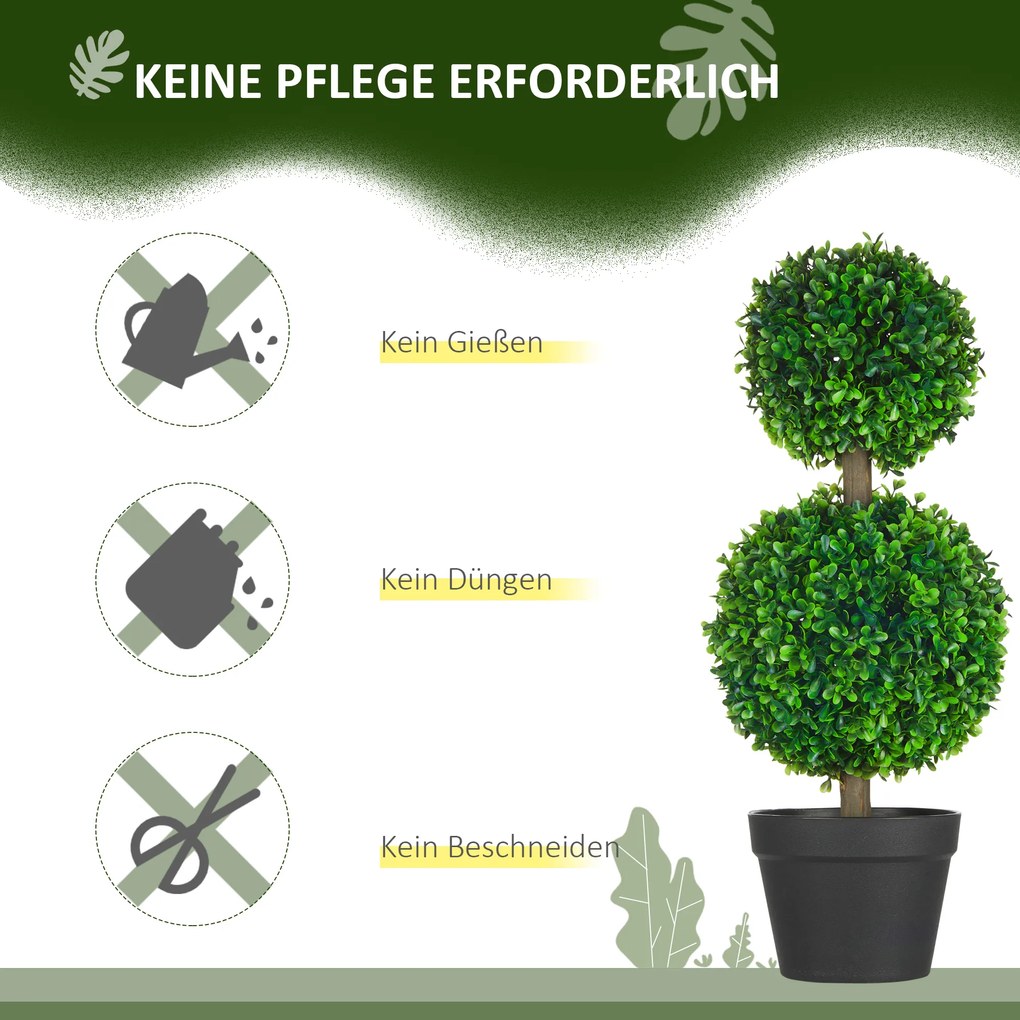 HOMCOM Sztuczna bukszpanowa roślina w zestawie 2 sztuk