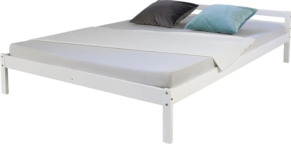 Łóżko 140x200 cm, białe, lite drewno