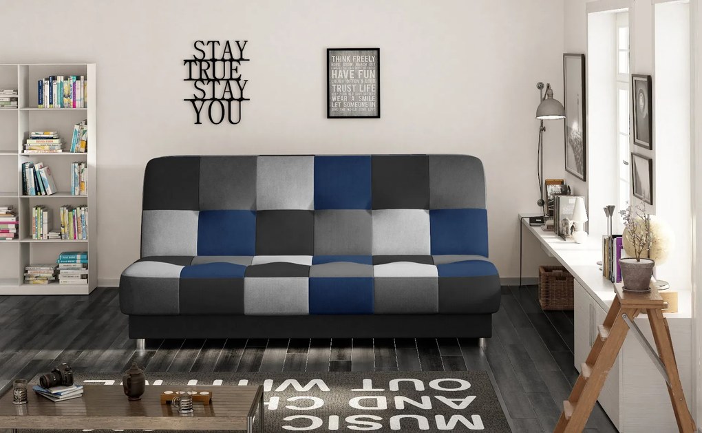 Sofa rozkładana z funkcją spania CAYO VELVET czarna/szara/granatowa ELTAP