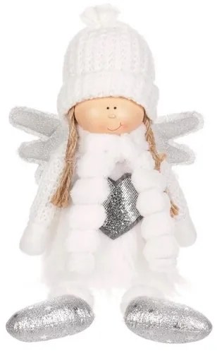 Dekoracja świąteczna Anioł z sercem, wys. 41 cm, biały