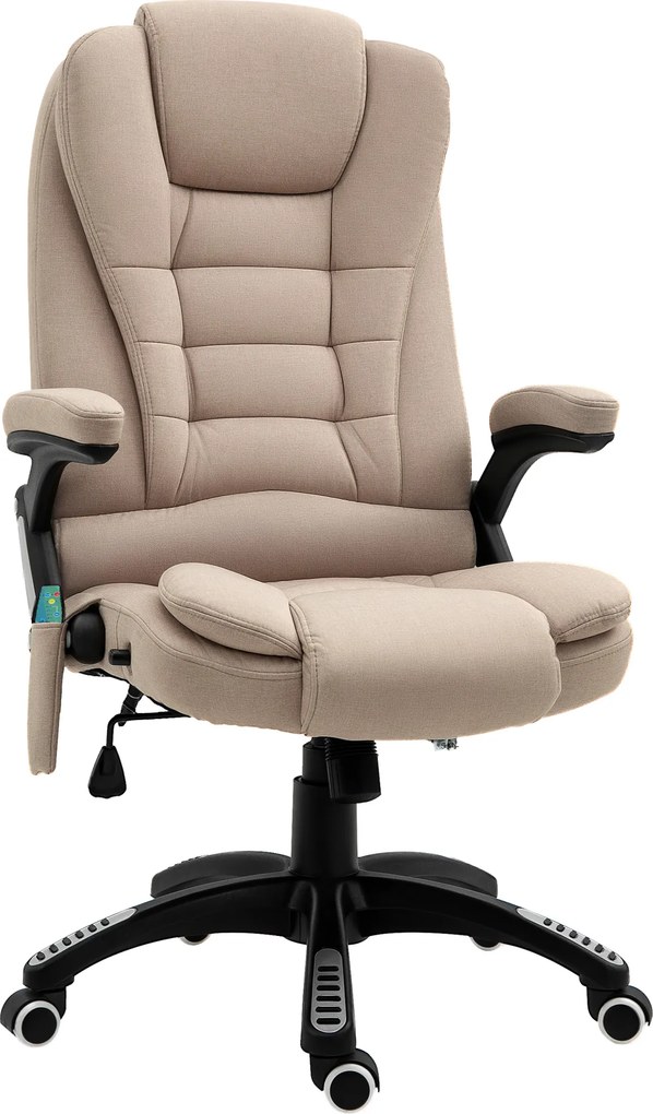 Vinsetto Ergonomiczny fotel biurowy z funkcją masażu i ogrzewania, regulowany, 67 x 74 x 107–116 cm, Brązowy