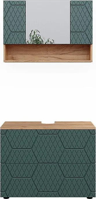 Zestaw mebli łazienkowych zielony/złoty dąb 80x41x58.6 irma