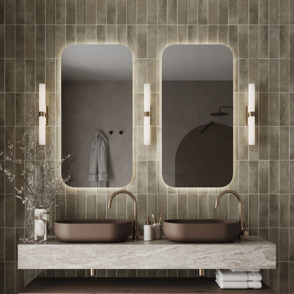 Lustro prostokątne bez ramy oszlifowane obracalne z podświetleniem LED ROUND | Różne rozmiary | Różne kolory szkła : Kolor tafli szkła - Grafit, Rozmiar - 80 x 160 cm