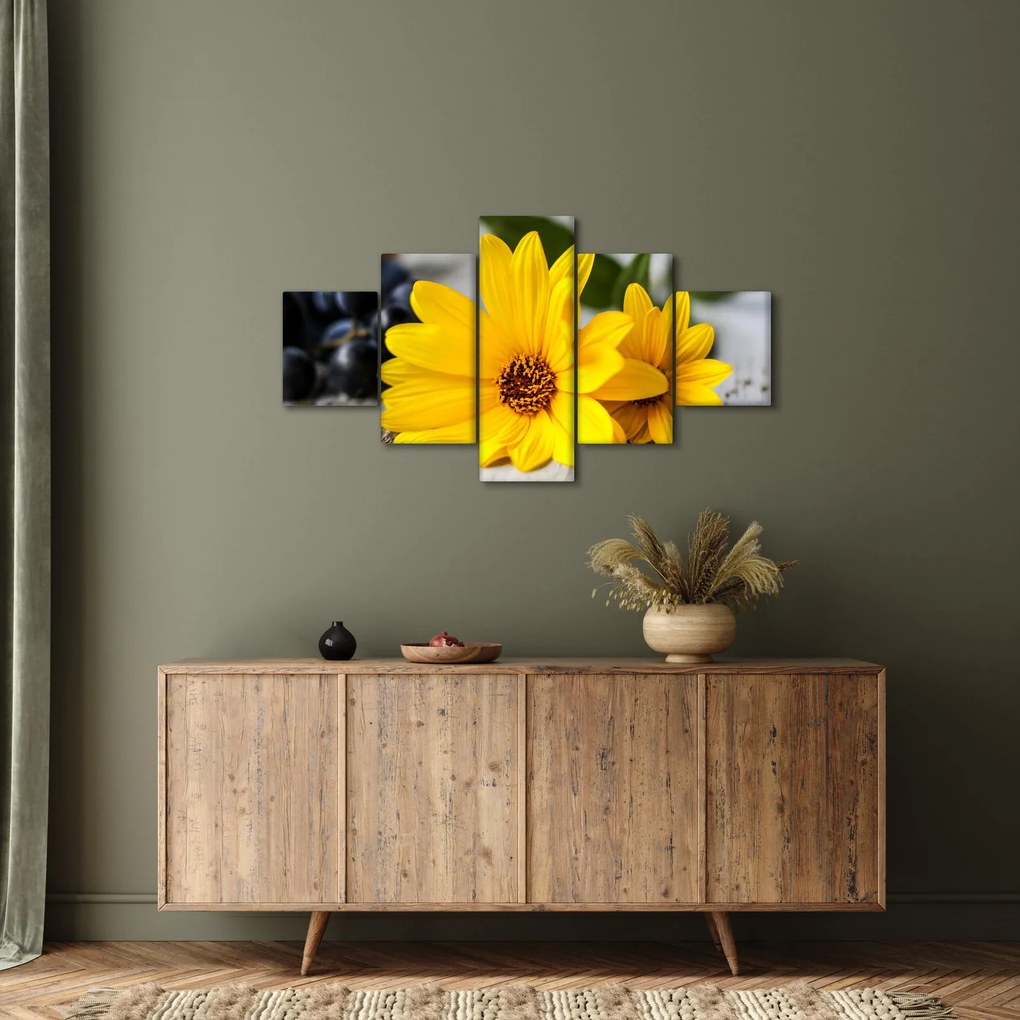 Obraz żółtych kwiatów (125x70 cm)