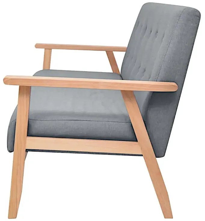 Jasnoszara sofa z pikowanym oparciem P6-N48