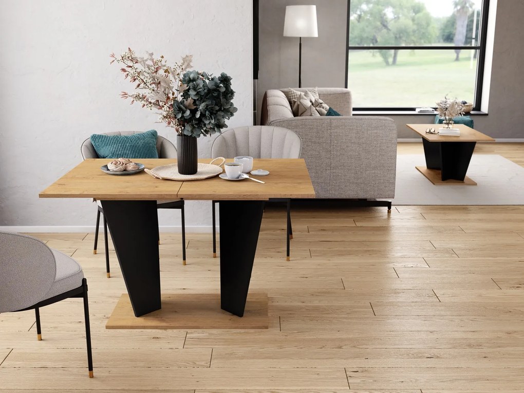 Rozkładany stół do jadalni Violan II R dąb lancelot/czarny mat