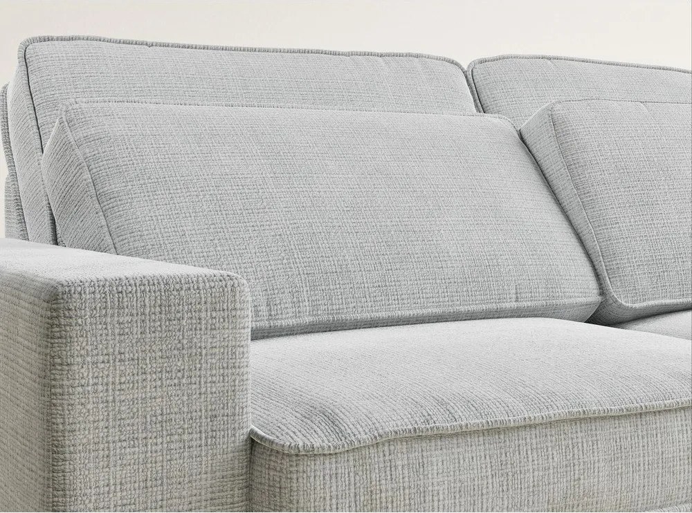 Jasnoszary narożnik z tkaniny szenilowej (prawostronny/w kształcie litery L) Kirou – Maison de Rêve