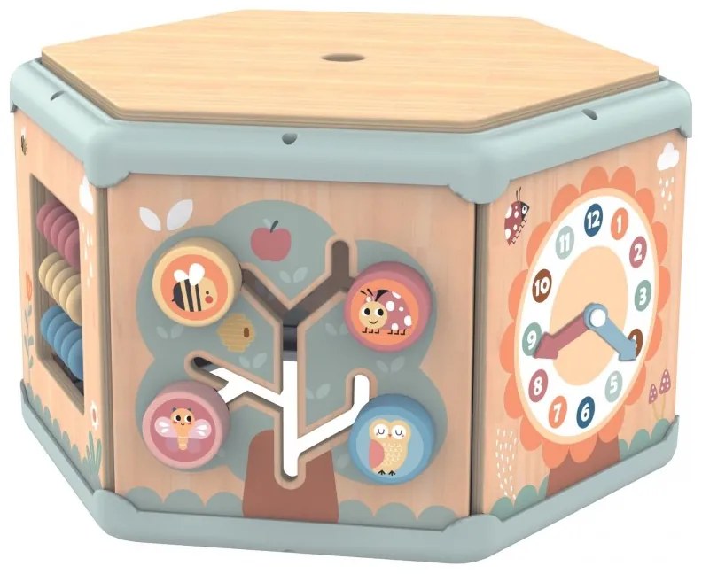 Tooky toy interaktywny drewniany sześciokąt montessori otwierane pudełko