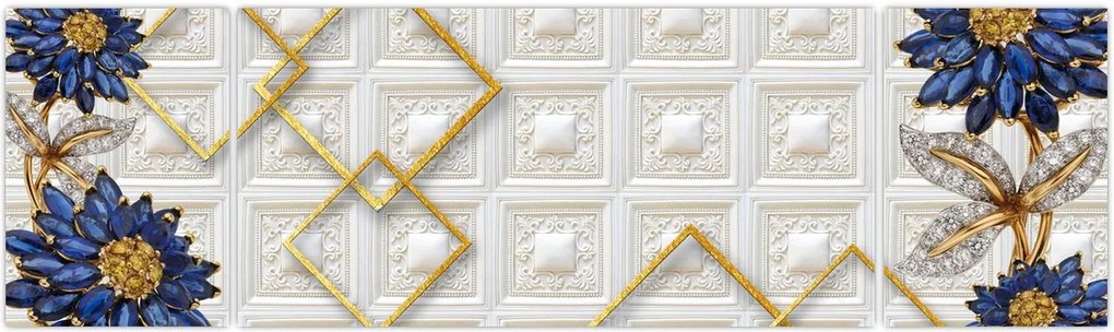 Obraz - Diamentowe kwiaty (170x50 cm)