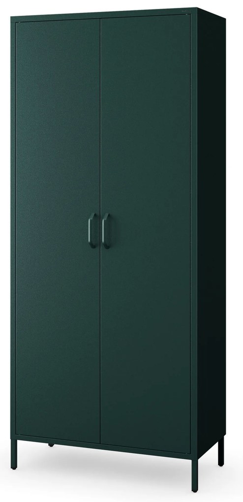 Szafa na ubrania metalowa loftowa na nóżkach butelkowa zieleń, 800x1850x450 mm: FLAVIO Modern