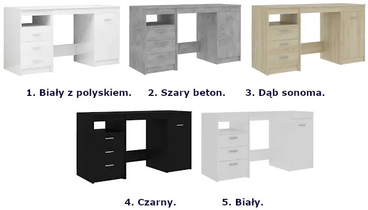 Czarne Funkcjonalne Biurko W6-D43