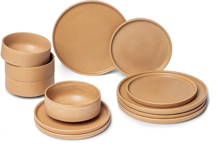 12-częściowy zestaw ceglastych naczyń z kamionki Bonami Selection Malia