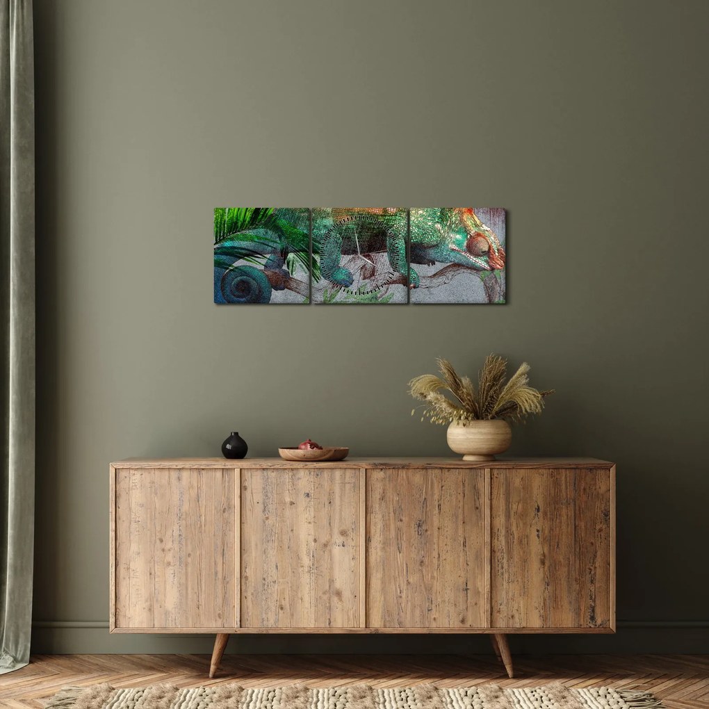 Obraz - Kameleon (z zegarem) (90x30 cm)