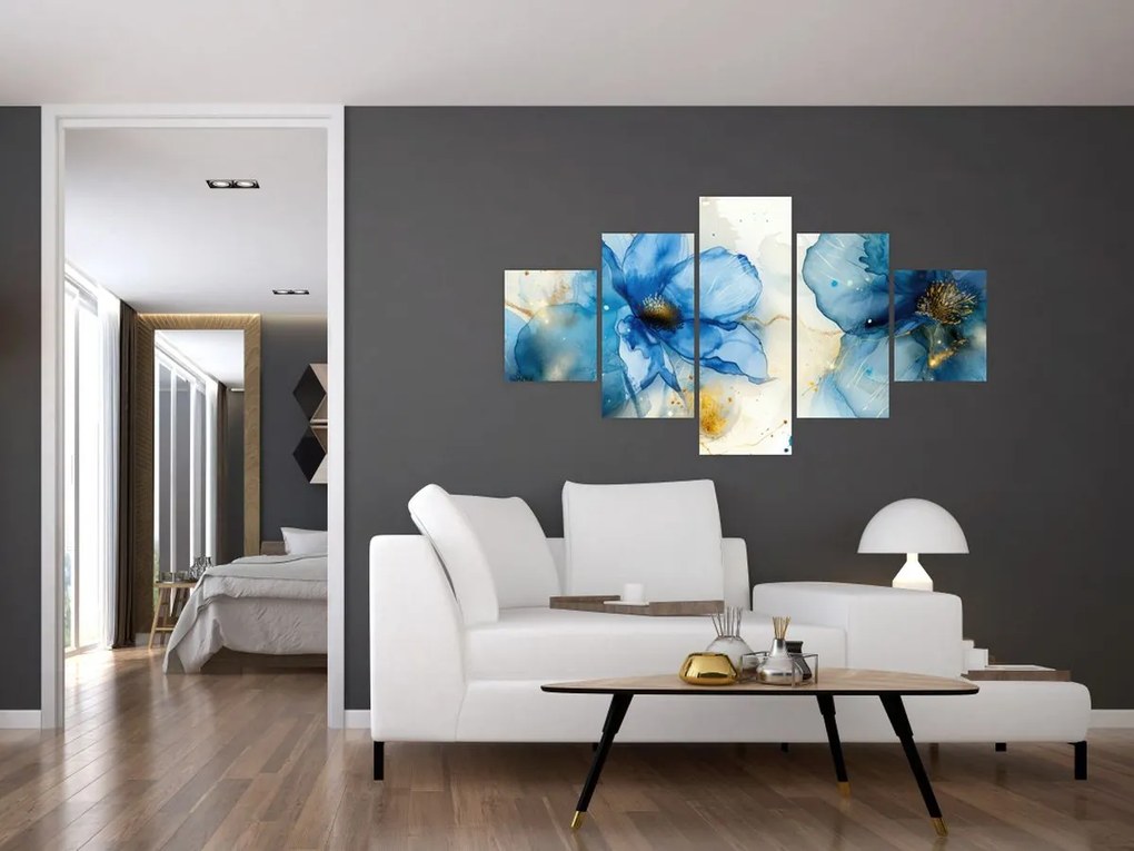 Obraz - Kwiatowy, malowany tuszem (125x70 cm)