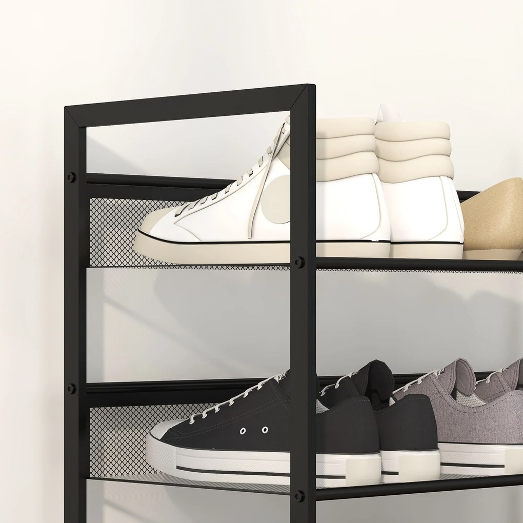HOMCOM Półka na buty, stojak na buty, 5 półek, 72 cm x 30 cm x 102 cm, czarny