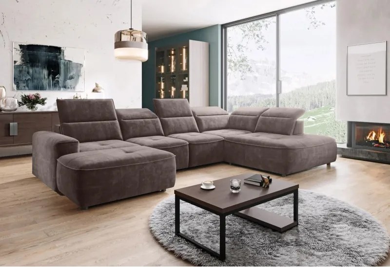 Narożnik COLOMBO XL Prawostronny z elektryczną regulacją siedziska w tkaninie PALLADIUM 05 WERSAL