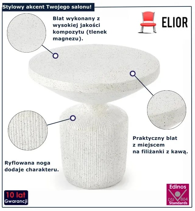 Nowoczesny biały stolik kawowy do salonu P0-H10