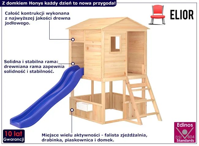 Brązowy domek ogrodowy dla dzieci Idor