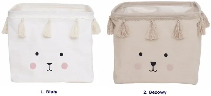 Biały materiałowy kosz na zabawki H0-W84