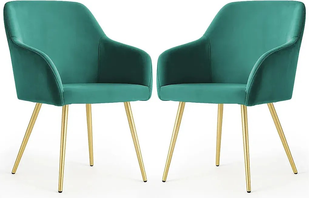 Zestaw 2 zielonych krzeseł na złotej podstawie E2-K26