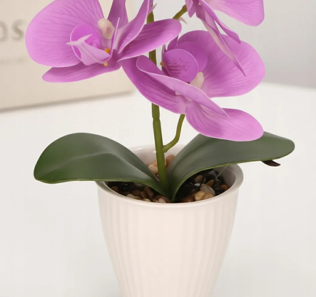 Storczyk w Doniczce Orchidea 37 cm Kwiat Sztuczny Fioletowy Doniczkowy