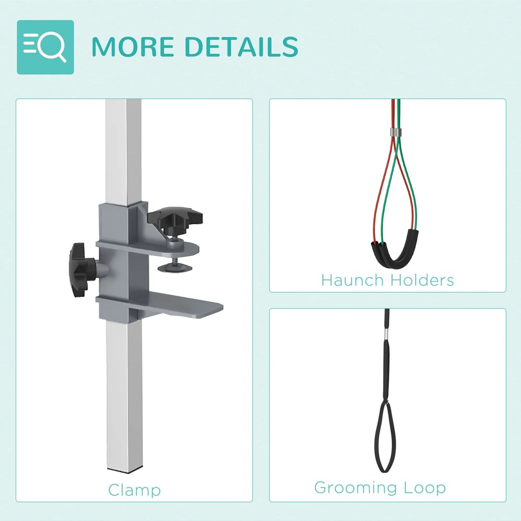 PawHut Ramię do strzyżenia zwierząt domowych, regulowane, 36 x 8 x 74 cm, Srebrny