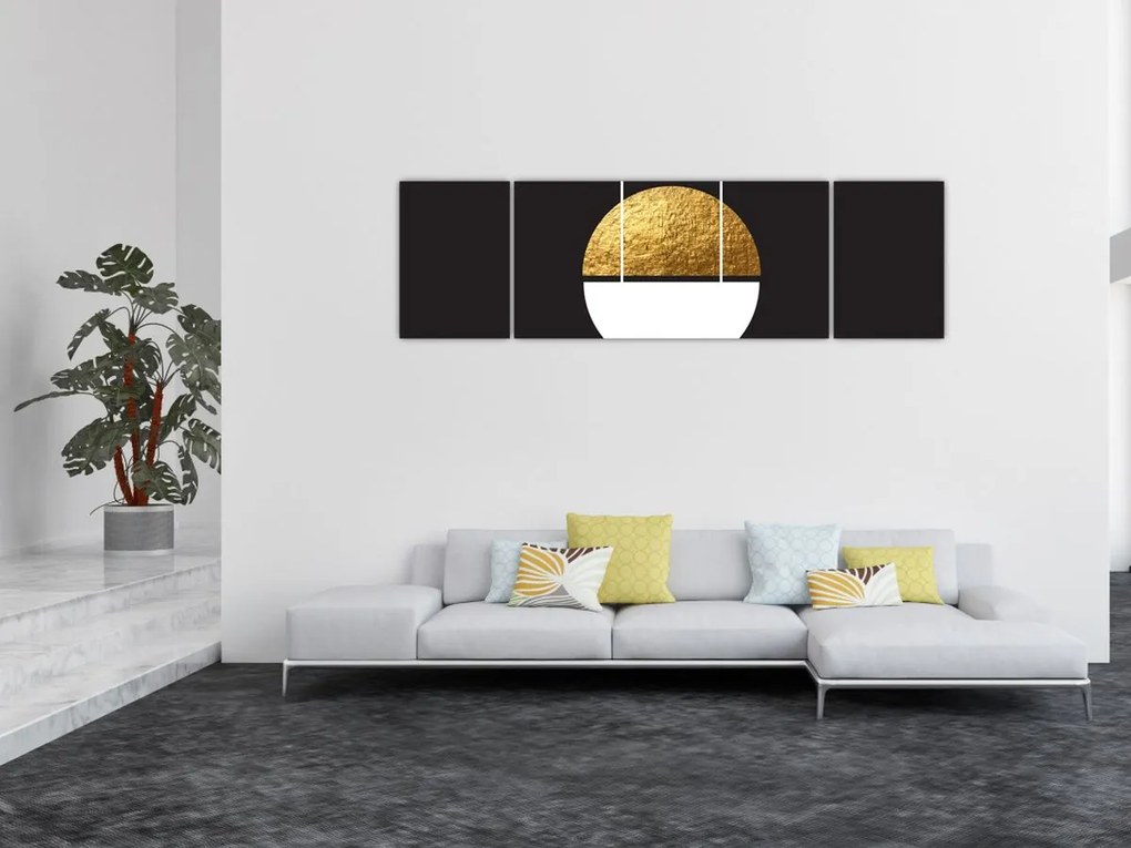 Obraz - Abstrakcja złoto i czerń N⁰1 (170x50 cm)