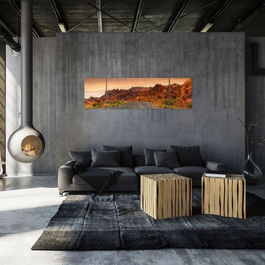 Obraz drogi i skał (170x50 cm)