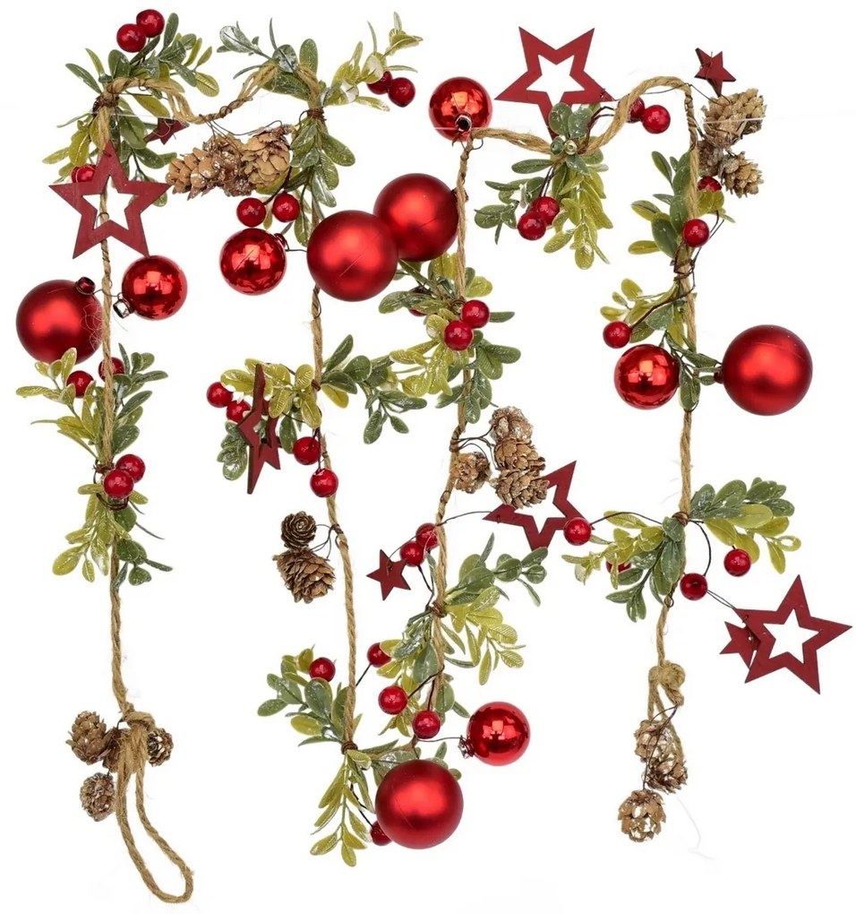 Girlanda świąteczna Nature czerwony, 150 cm