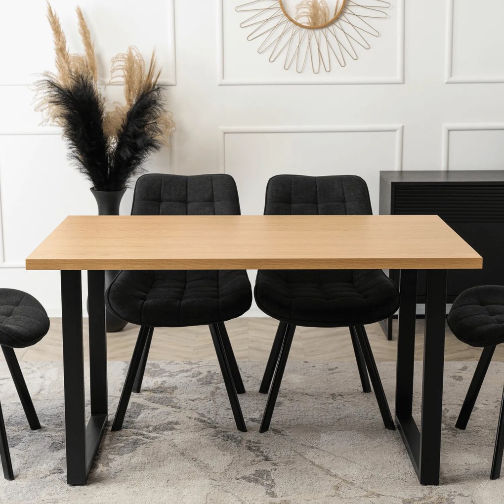 Stół Prostokątny GLOS 135 cm Dąb/Czarny do Jadalni Nowoczesny Loft