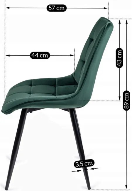 Krzesło Tapicerowane do Jadalni RIO Zielone Welurowe Nowoczesne Loft