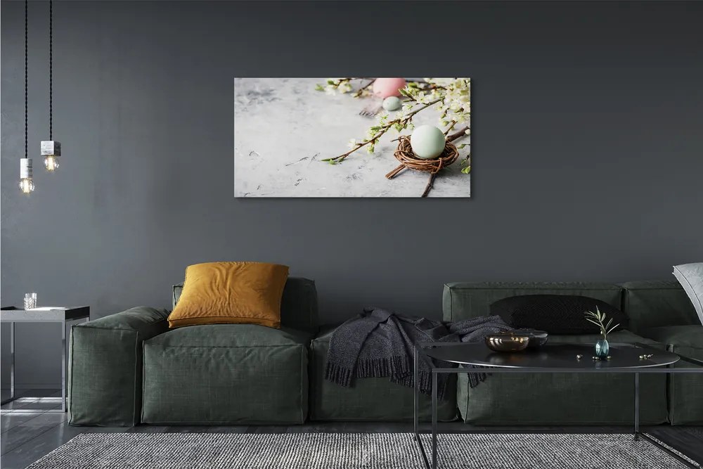 Duży obraz na płótnie Kwiaty i Jajka Wielkanocne