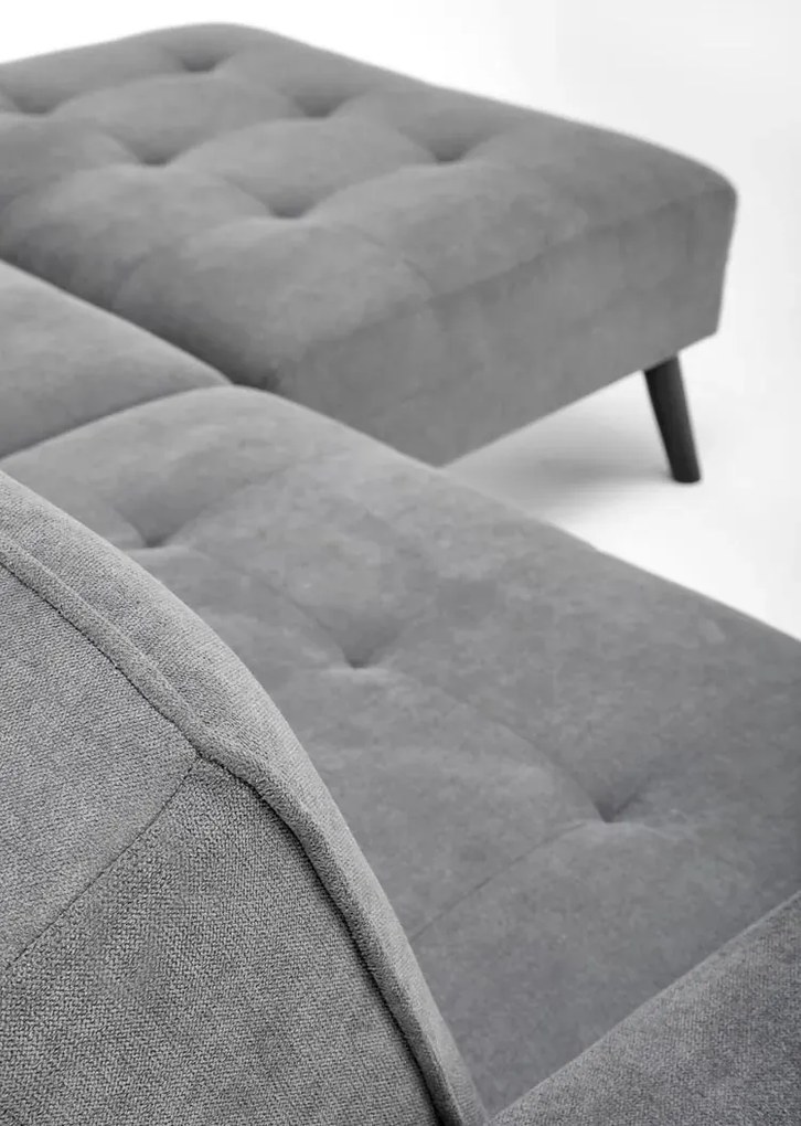 Popielata sofa rozkładana z podnóżkiem - Leris