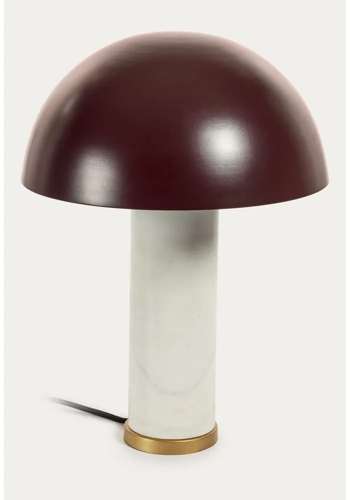 Biała/ciemnobrązowa marmurowa lampa stołowa z metalowym kloszem (wysokość 43 cm) Zorione – Kave Home
