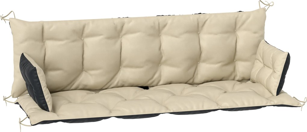 Outsunny Zestaw poduszek zewnętrznych na ławkę lub huśtawkę ogrodową, dwukolorowy, Poliester, Pianka, 180 x 110 x 8 cm, Beż+Czarny