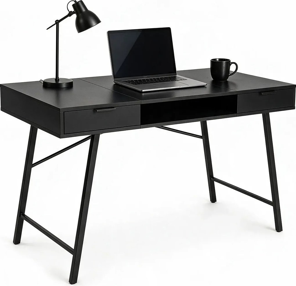 Czarne industrialne biurko z szufladami 120 cm H6-D30