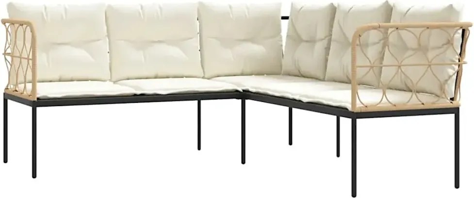 Narożna sofa ogrodowa z białymi poduszkami M4-W59