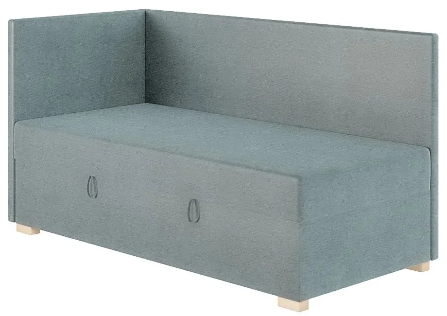 Niebieskie narożne łóżko dziecięce ze schowkiem i materacem 90x200 cm Flexi – Ghado