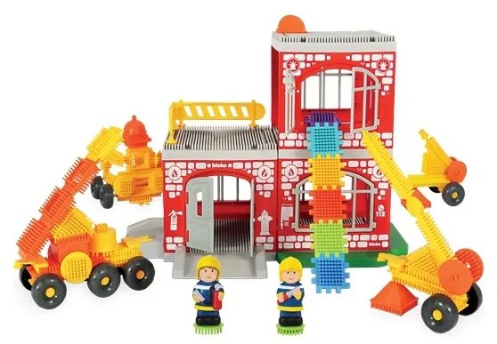 Mochtoys klocki jeżyki pin bricks straż pożarna w kartonie 100 el. + 2 figurki