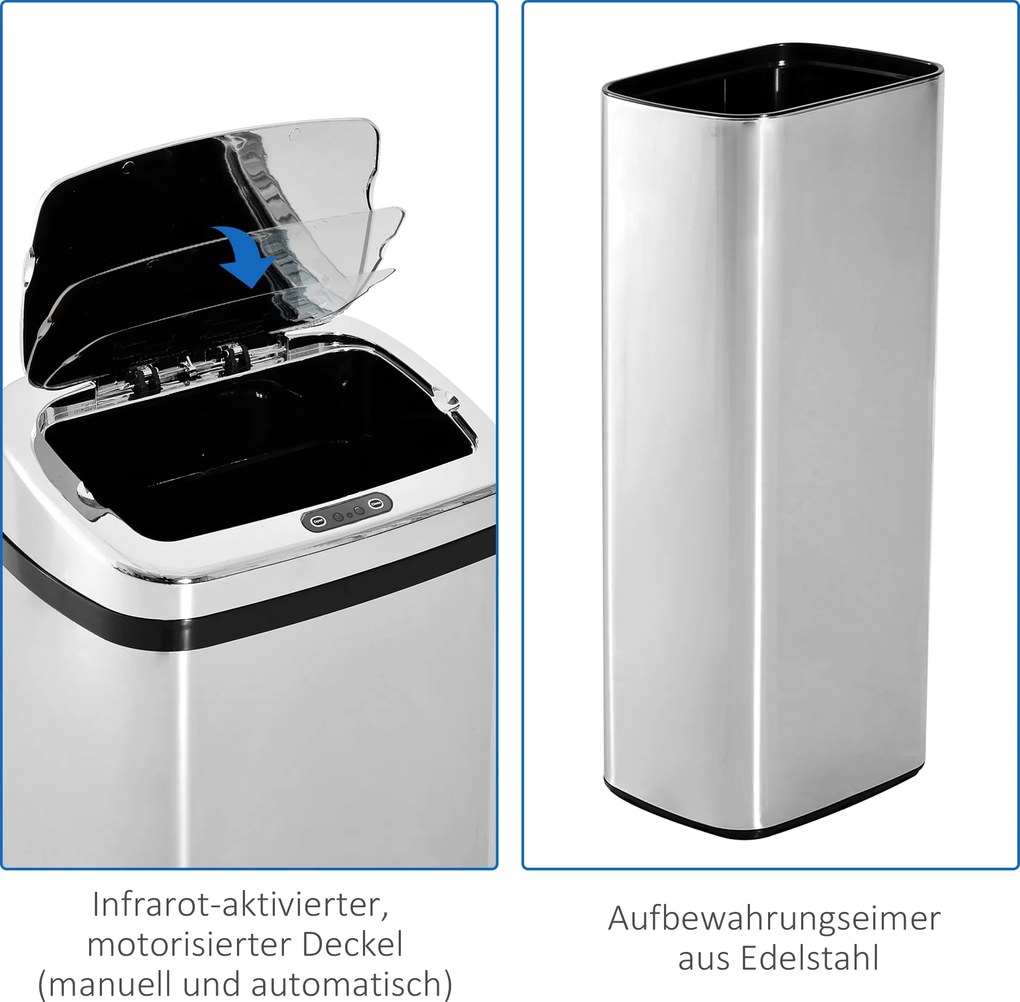 Kosz na śmieci stalowy automatyczny 50l homcom