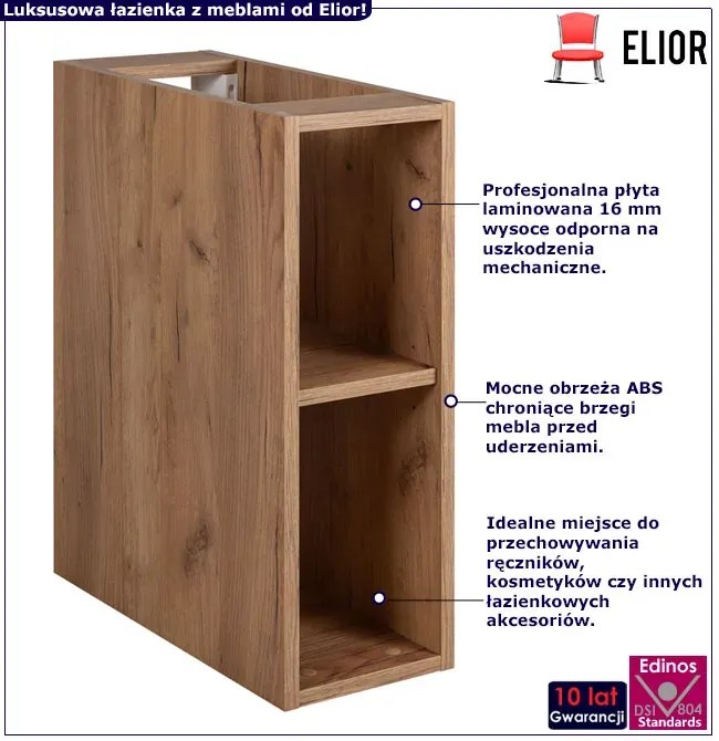 Wąska szafka łazienkowa 20 cm dąb craft złoty F1-K41