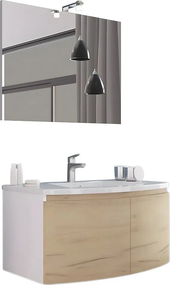 Mobilna wanna rover dymiona "Ettore" z 2 frontami ze specchio LED i ceramiczną umywalką cm 80x49 42h