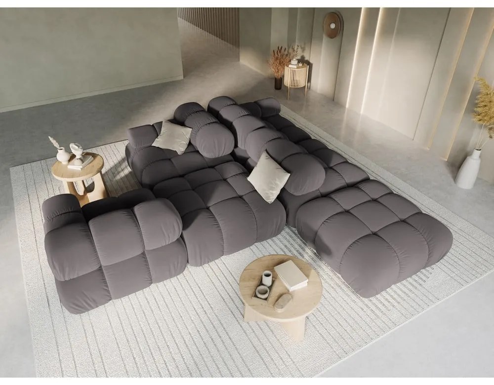 Ciemnoszara aksamitna sofa 282 cm Bellis – Micadoni Home