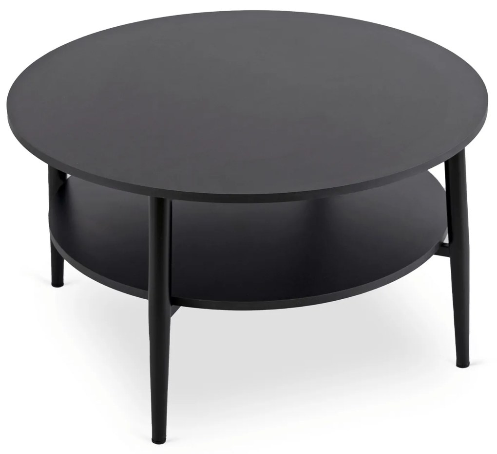 Stolik Kawowy Okrągły PAULO MAX 80 cm Czarny Nowoczesny Loft