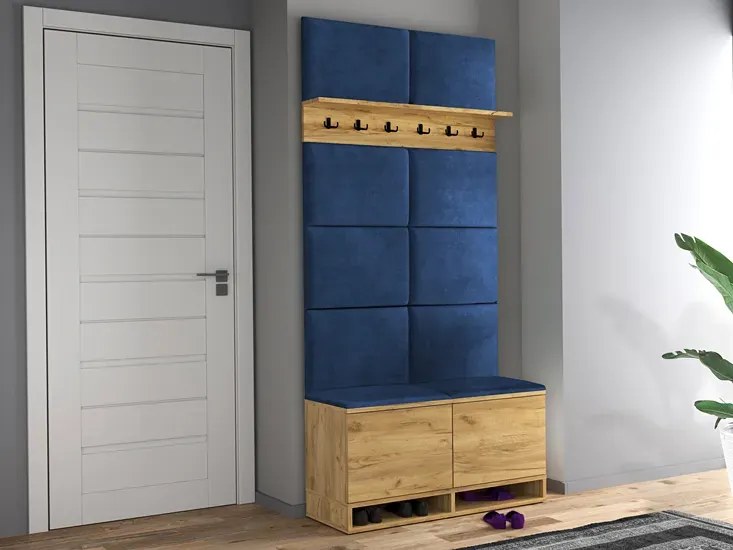 Garderoba do przedpokoju dąb craft + granat - Somena 4X