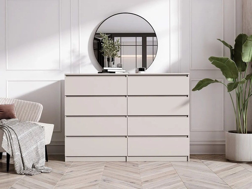 Komoda: 8 szuflad, kaszmir, 139 x 102 x 39 cm